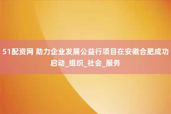 51配资网 助力企业发展公益行项目在安徽合肥成功启动_组织_社会_服务